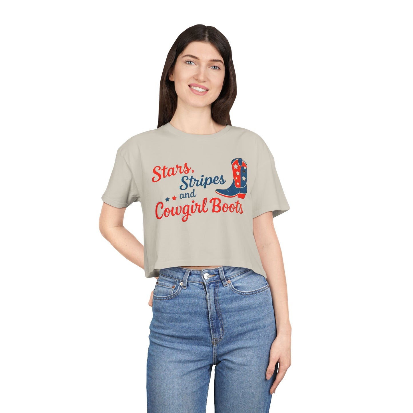 Stars, Stripes & Cowgirl Boots Crop Top