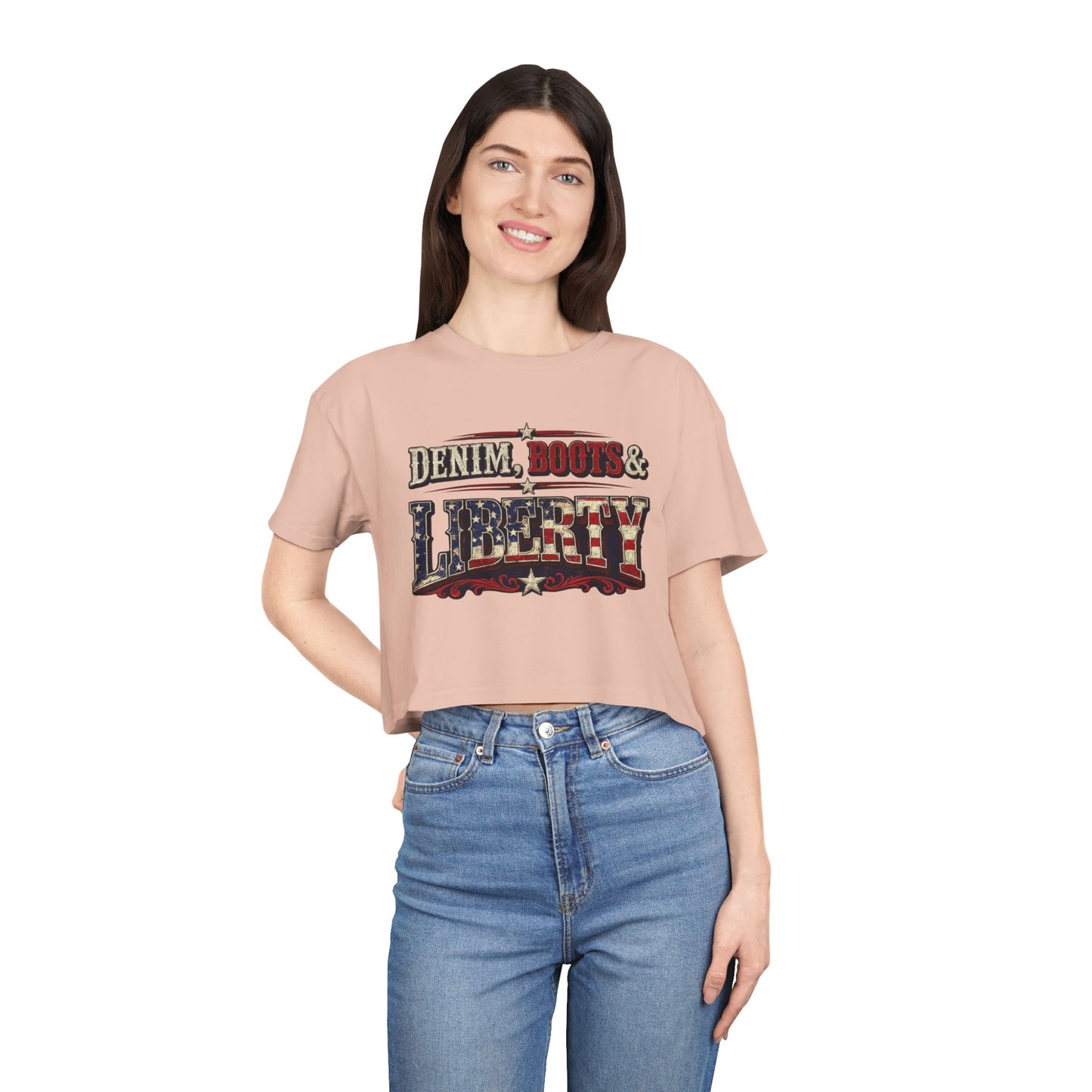 Denim Boots & Liberty Crop Top