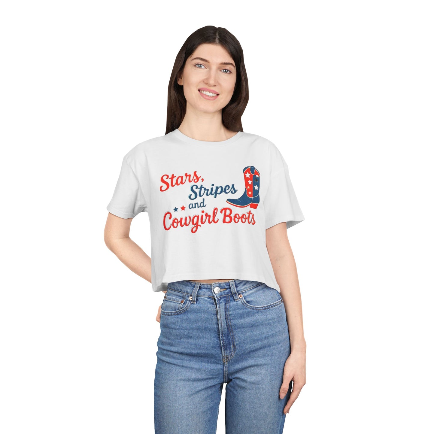 Stars, Stripes & Cowgirl Boots Crop Top